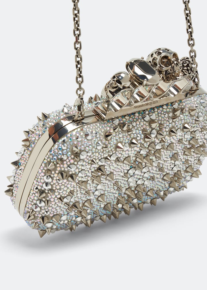 McQueen Skull Four Ring clutch for Women - Silver in UAE