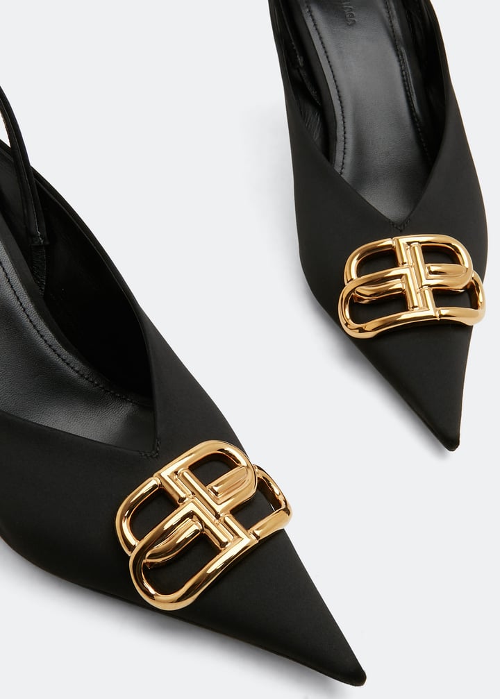 BALENCIAGA*スクエアナイフ BB スリングバックパンプス ブラック Square Knife BB leather pumps in black - Balenciaga | Mytheresa