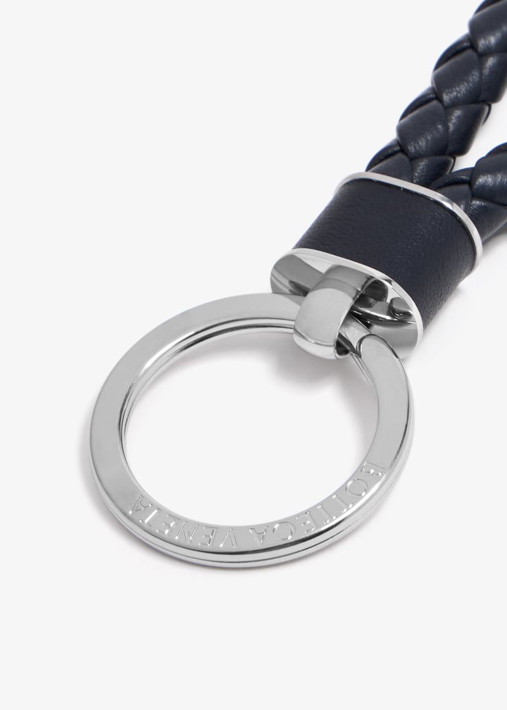 Bottega Veneta Intrecciato-woven leather keyring for Men - Blue in