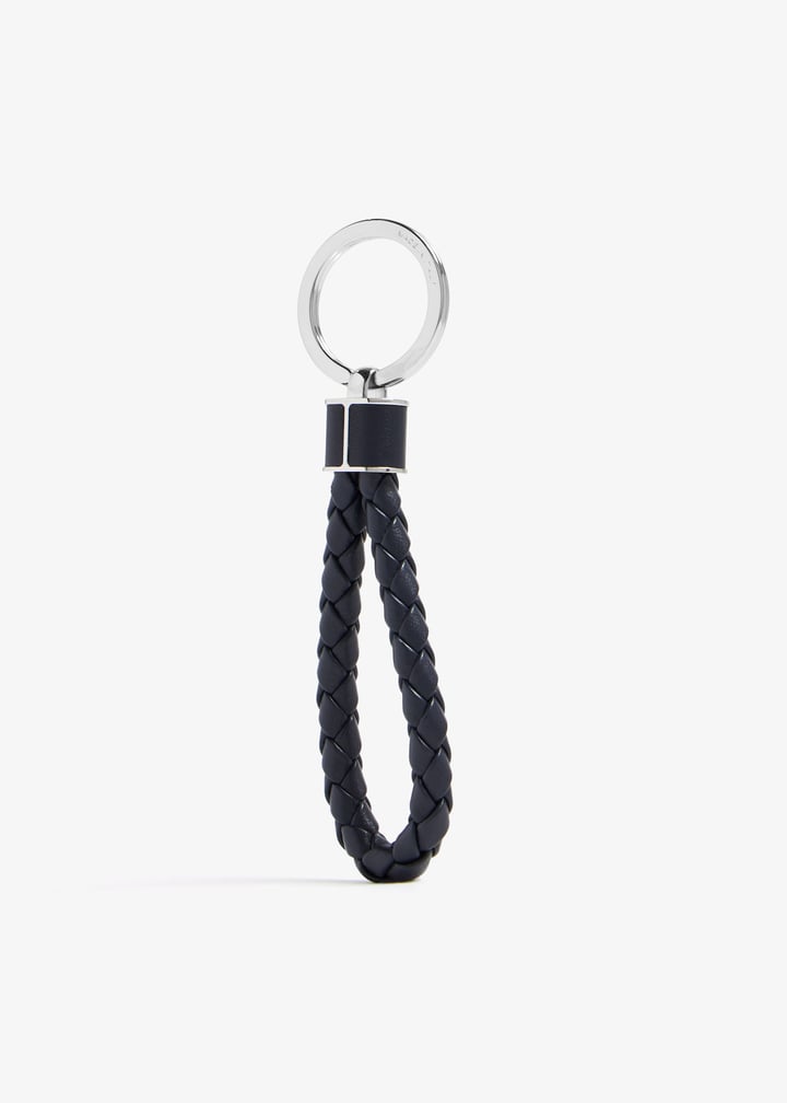 Bottega Veneta Intrecciato-woven leather keyring for Men - Blue in