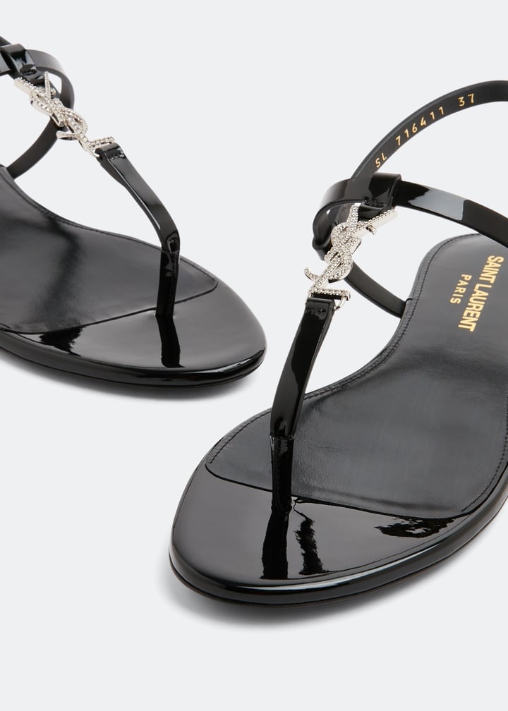 Saint Laurent Cassandra flat sandals for Women - Black in