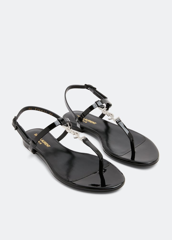 Saint Laurent Cassandra flat sandals for Women - Black in