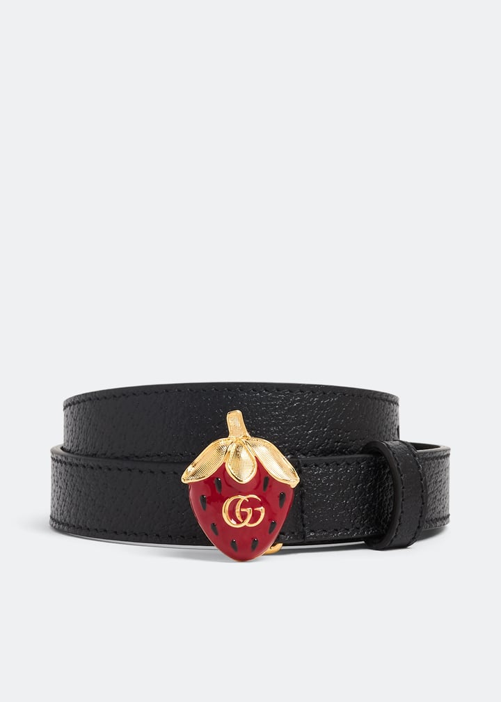 Gucci Strawberry buckle thin belt for Women - Black in KSA  display picture 3