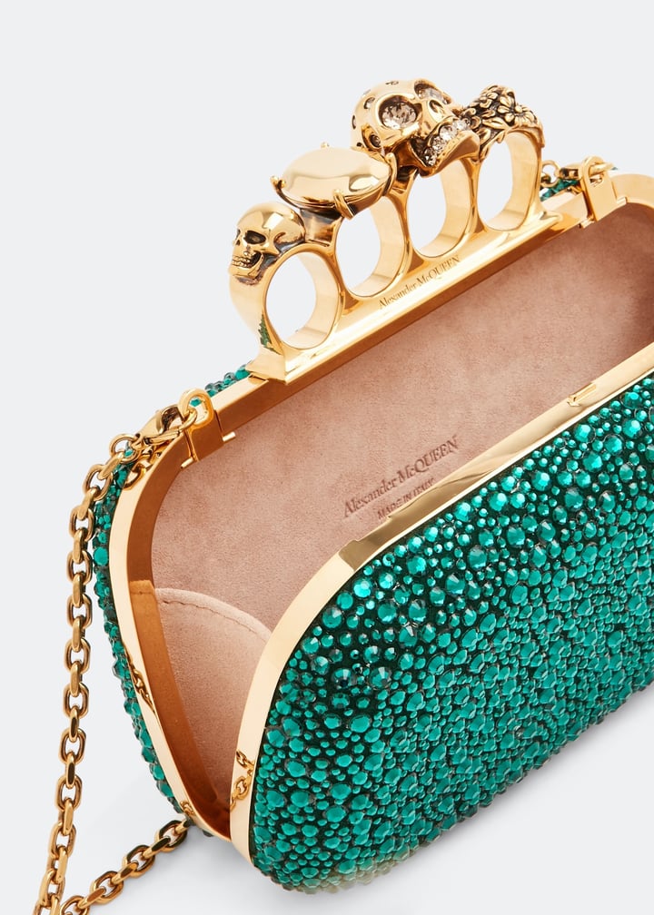 McQueen Skull Four Ring clutch for Women - Green in USA