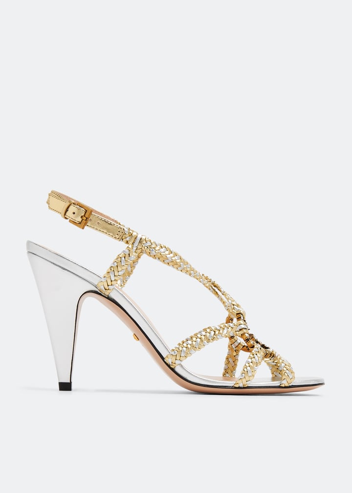 Gucci Crystal Interlocking G sandals for Women - Metallic in