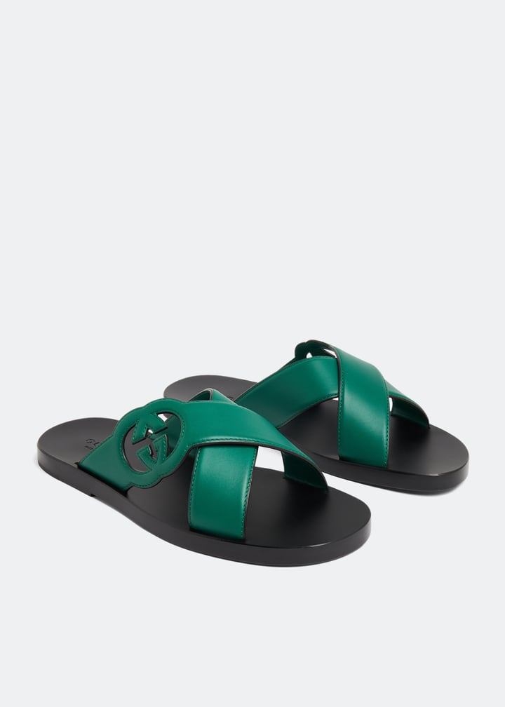 Gucci Interlocking G slide sandals for Men - Green in UAE | Level