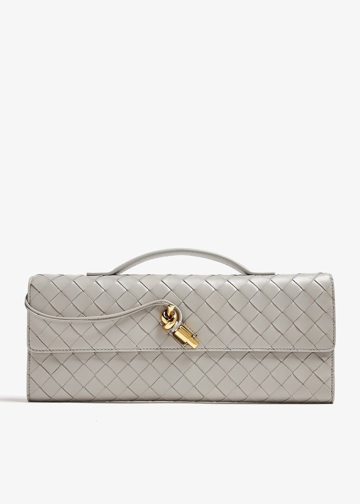 【関税込み】Bottega Veneta ブラウン Andiamo クラッチバッグ Bottega Veneta Andiamo clutch for Women - Grey in USA