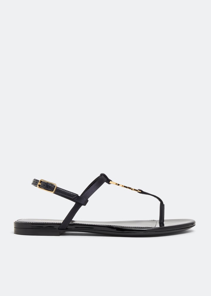 Saint Laurent Cassandra flat sandals for Women - Black in