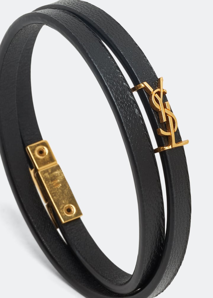 【関税＆送料込み】Saint Laurent Opyum Bracelet SAINT LAURENT Opyum leather and gold-tone bracelet | NET-A