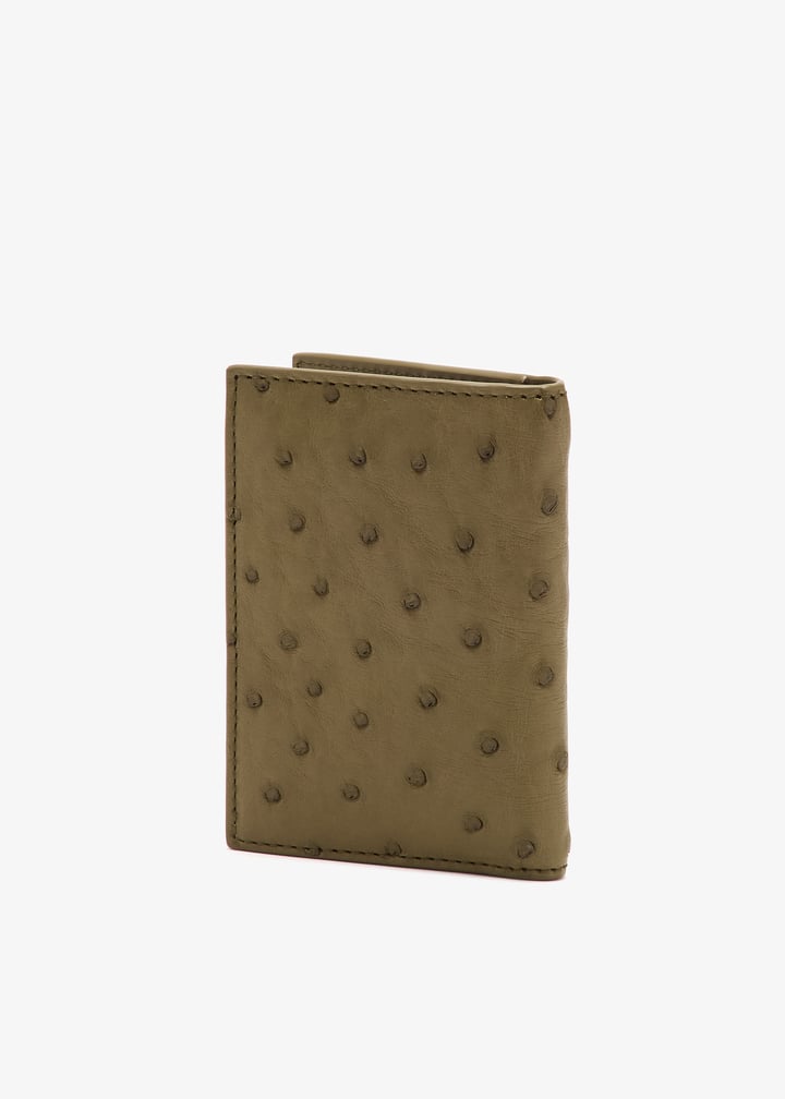 Bottega Veneta Ostrich flap card case for Men - Khaki in UAE
