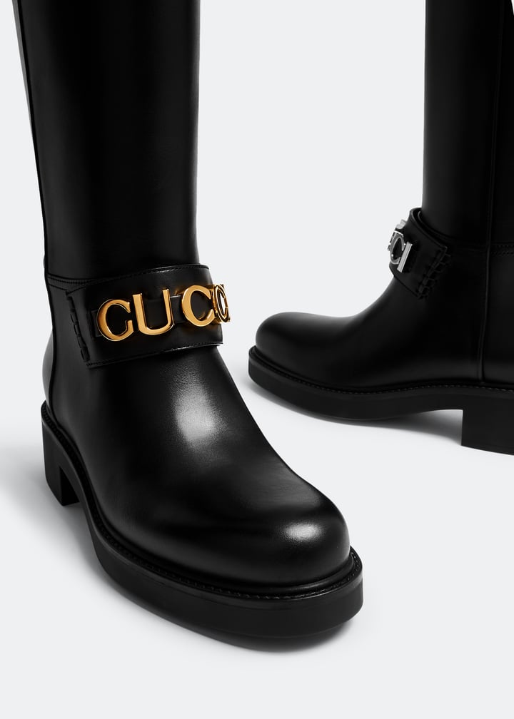 【関税&送料込】Gucci Black Leather Boots Gucci Gucci leather boots for Women - Black in UAE | Level Shoes