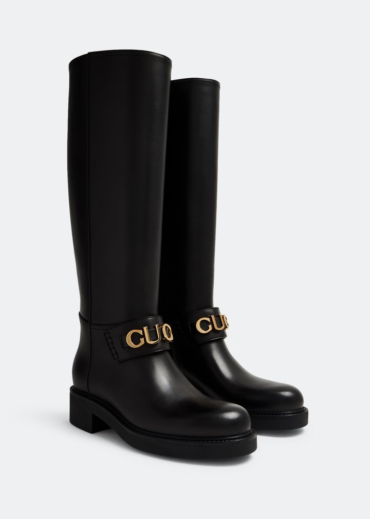 【関税&送料込】Gucci Black Leather Boots Gucci Gucci leather boots for Women - Black in UAE | Level Shoes