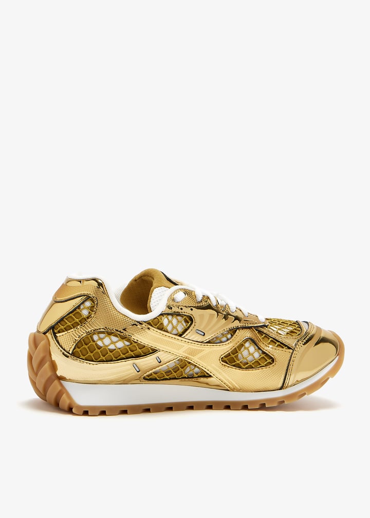 新作【Bottega Veneta】Orbit ランナースニーカー、ゴールド Bottega Veneta® Women's Orbit Sneaker in Gold/white. Shop