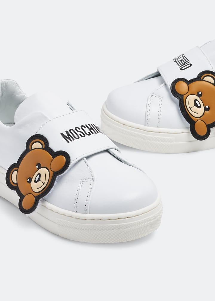 Moschino Teddy Patch velcro-strap sneakers for Kids Unisex White