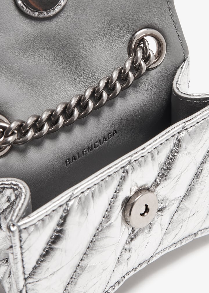 ショルダーバッグ・ポシェット BALENCIAGA Crush Bag With Chain in llic Silver Leather Balenciaga Crush Small Quilted Metallic Chain Shoulder Bag