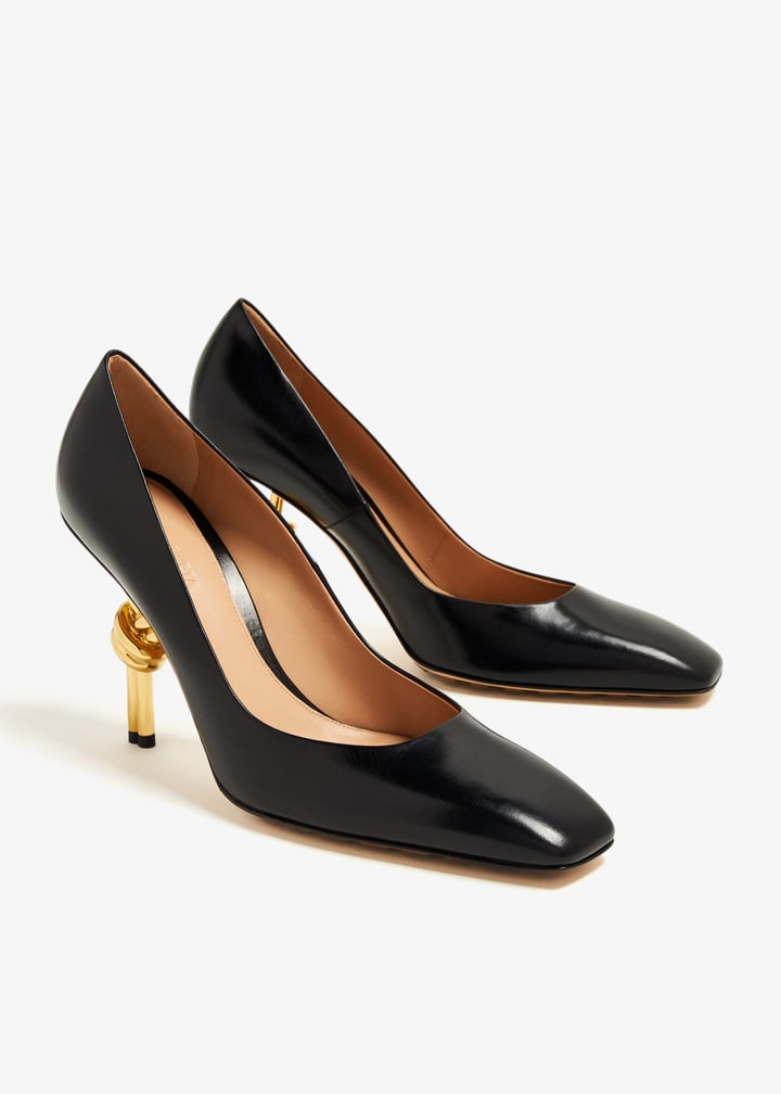 パンプス BOTTEGA VENETA BLACK NAPPA LEATHER KNOT PUMPS Bottega Veneta Knot Glossed-leather Pumps In Black | ModeSens
