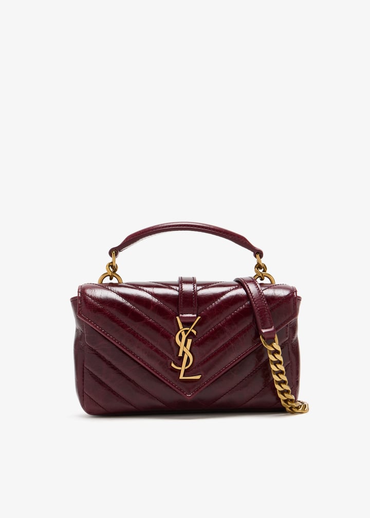 【関税&送料込】Saint Laurent Mini Borsa College In Pelle College Mini metalassé leather shoulder bag in black - Saint