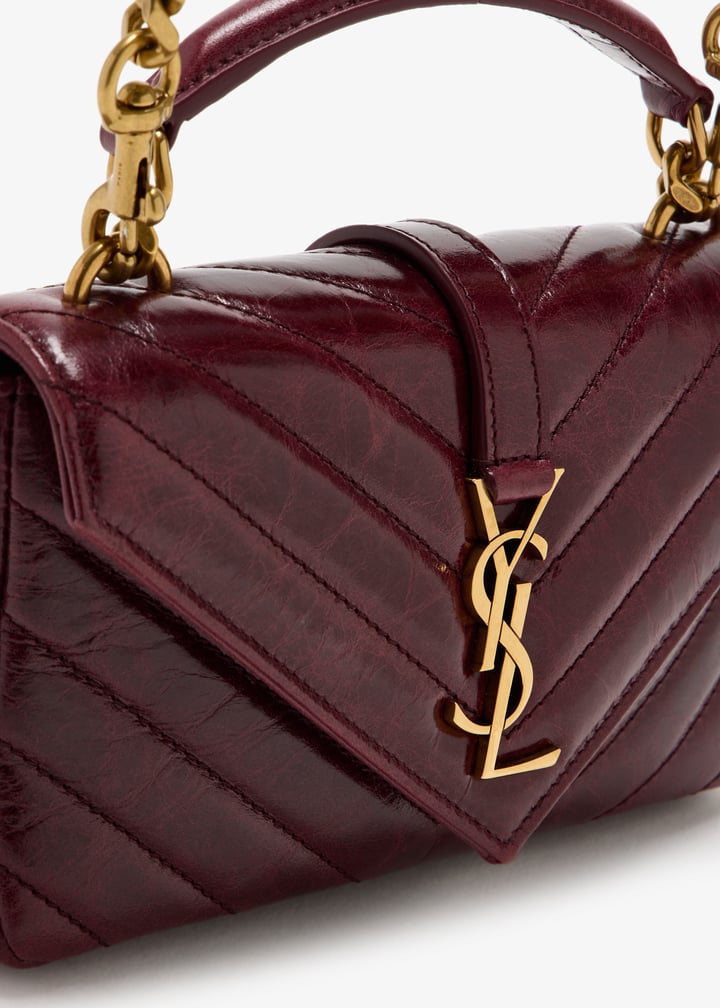 【SAINT LAURENT】BIG Sale★COLLEGE チェーン ミニバッグ Saint Laurent Mini College Chain Bag in Shiny Crackled