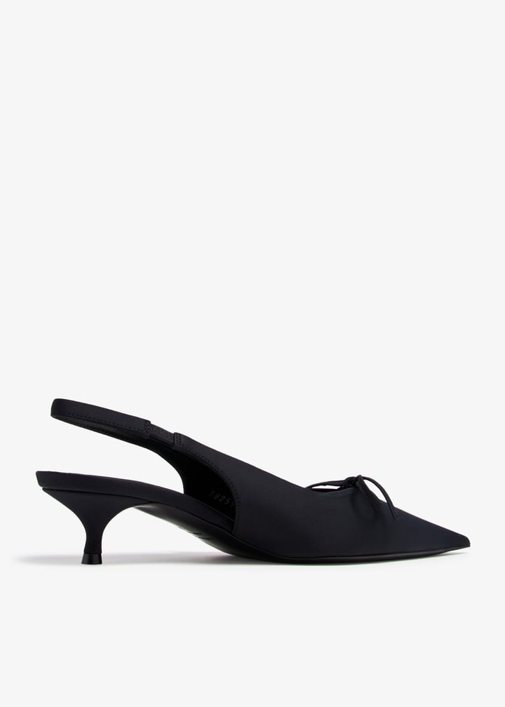 BALENCIAGA Knife Bow 40mm ミュール ブラック Knife Bow leather mules in black - Balenciaga | Mytheresa