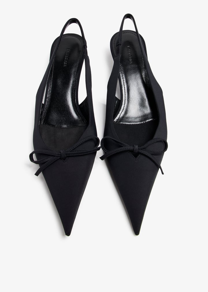 【関税&送料込】Balenciaga Black Satin Knife Bow Mules Knife Bow leather mules in black - Balenciaga | Mytheresa