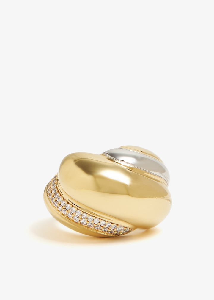 SAINT LAURENT PARIS サンローランパリ CRYSTAL WHIRLWIND RING クリスタル ワールウィンドリング 指輪 ゴールド/シルバー Saint Laurent Crystal Whirlwind ring for Women - Gold in UAE