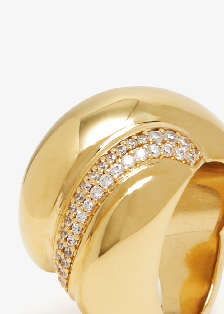 Saint Laurent Crystal Whirlwind ring for Women - Gold in UAE