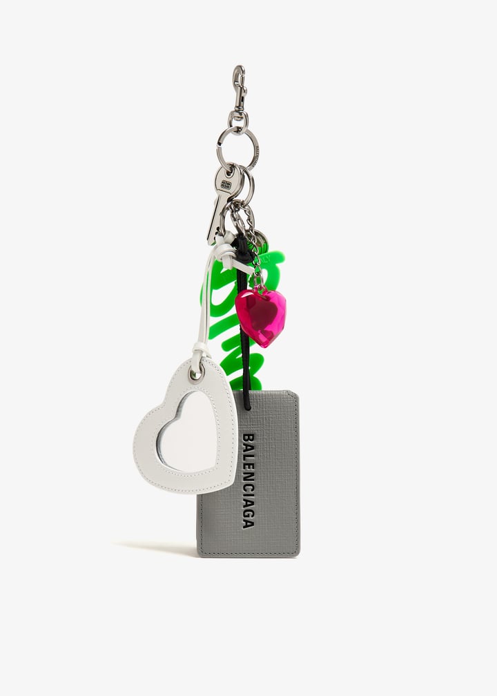 【BALENCIAGA】Heart Charm Key Ring/追跡+関税+全国送料込み Balenciaga Black Leather Heart Key Ring and Bag Charm