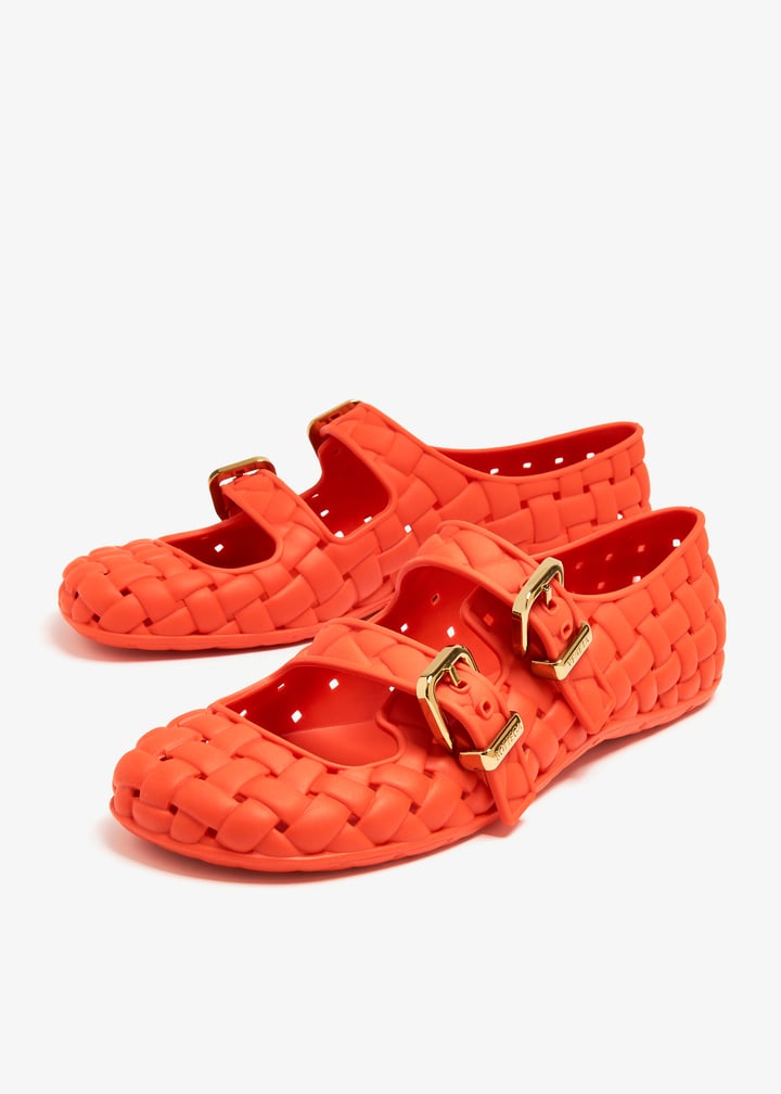 バレエシューズ BOTTEGA VENETA BALLERINE SHOES (837887V4VE0 7138) Bottega Veneta Shore Leather Elastic Ballerina Flats