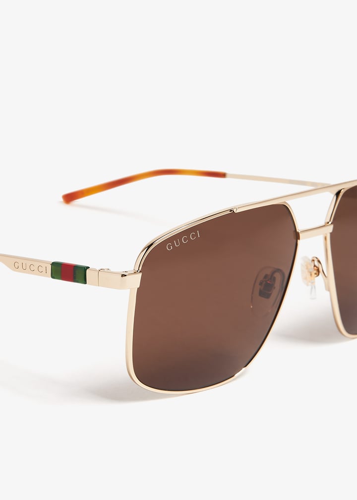 【関税込み】Gucci ゴールド パイロット ナビゲーターメガネ Navigator frame sunglasses in gold-toned metal | GUCCI® US