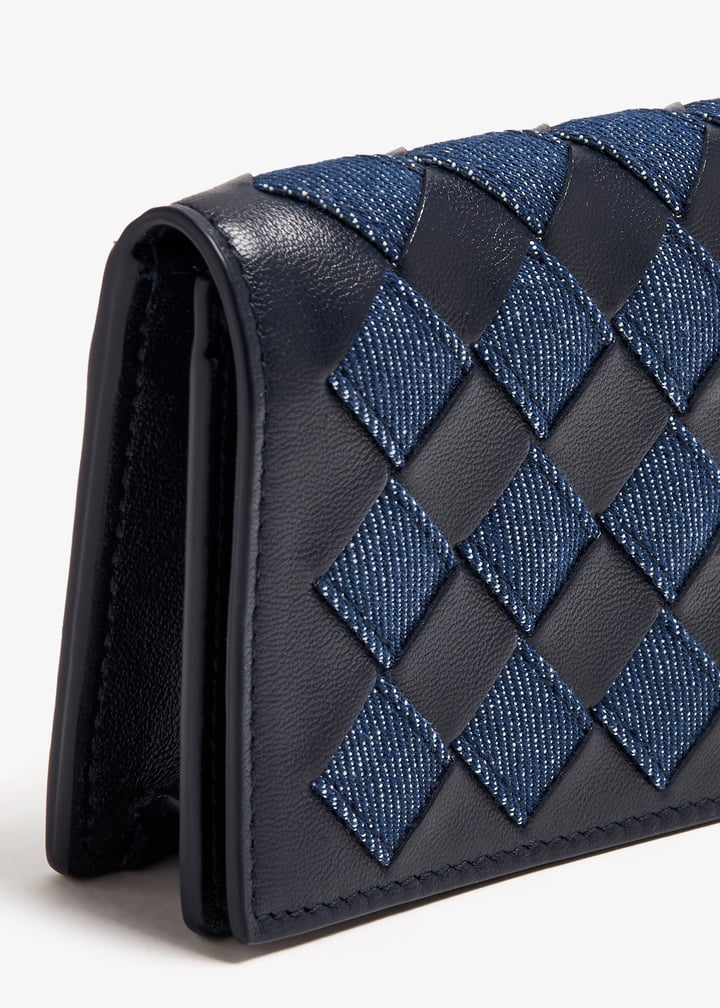 ★BOTTEGA VENETA★ Intrecciato Card Holder Midnight Blue 607 Bottega Veneta Navy Blue Intrecciato Nappa Flat Card Holder