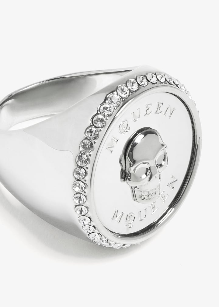 関税送料込♪ALEXANDER MCQUEEN/Sovereign Skull Ring McQueen Men's Sovereign Skull Ring in Palladium | Neiman Marcus