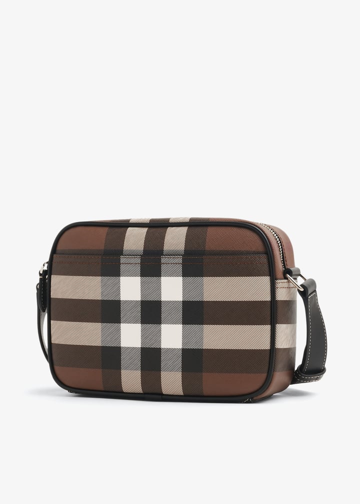Burberry Check and leather crossbody bag for Men - Brown in