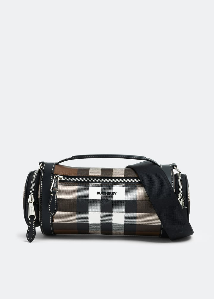 【BURBERRY】SOUND SHOULDER BAG Burberry Men's Check and Leather Crossbody Sound Bag