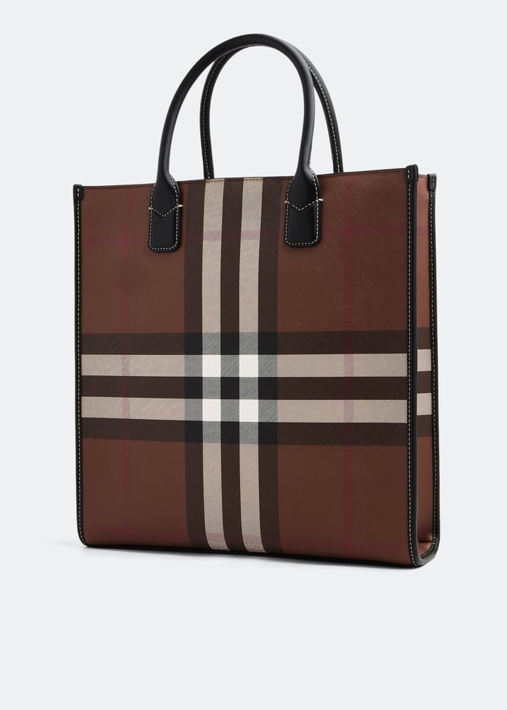 Burberry Exaggerated Check slim tote bag for Men - Brown in