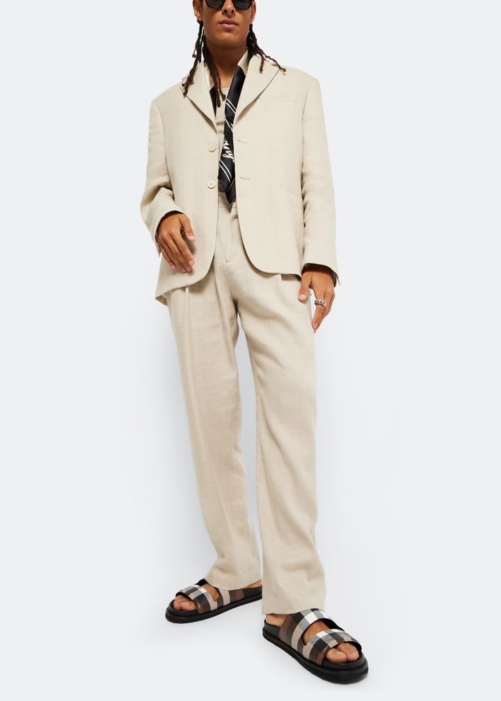 【BURBERRY】 Thor Sandals Burberry Men's Thor Check 2 Strap Sandal in Dark Birch Brown