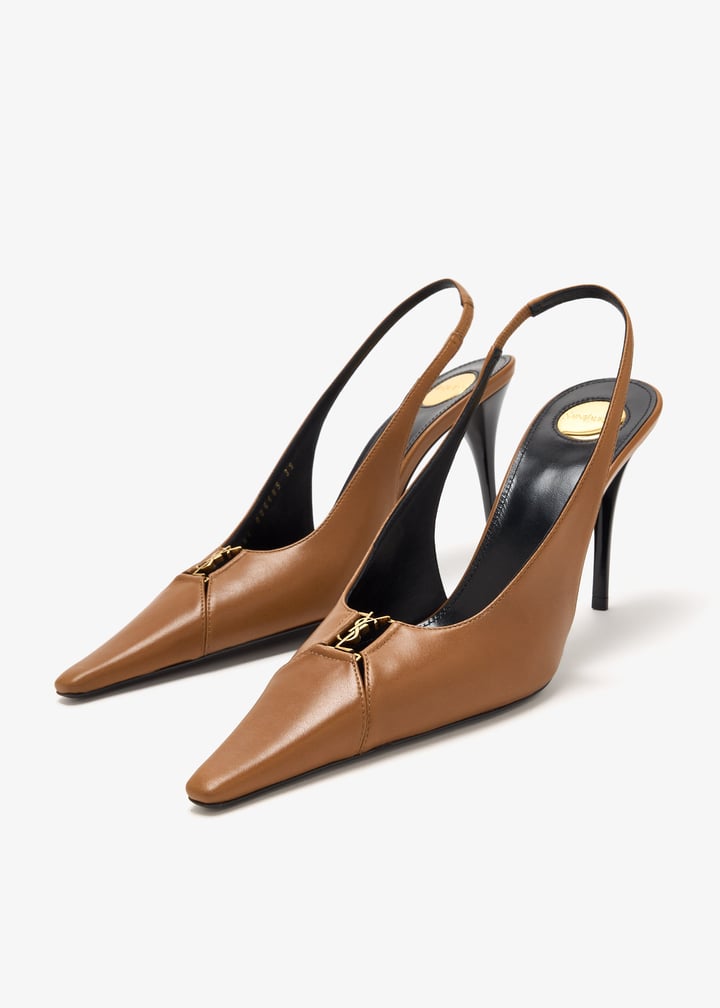 【Saint Laurent】babylone breteuil slingback pumps 直営店 BABYLONE BRETEUIL slingback pumps in smooth leather | Saint