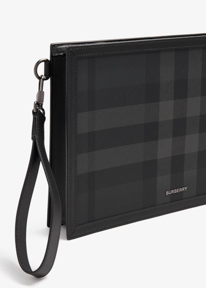 Burberry Check zip pouch for Men - Black in UAE | Level Shoes