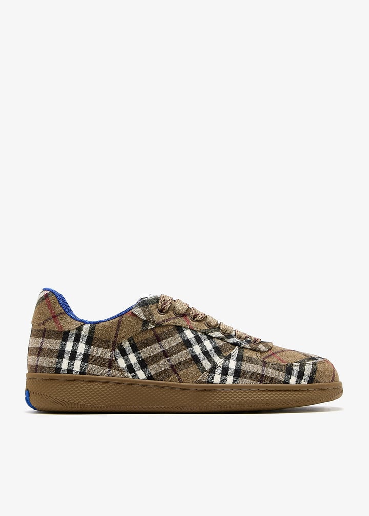 【関税&送料込】Burberry Sneakers Burberry Albridge Check & Leather Low-Top Sneakers | Saks
