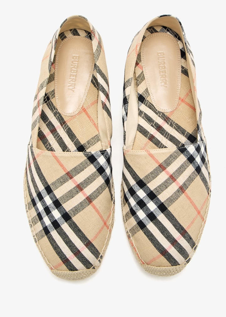 フラットシューズ Burberry Check Print Linen Blend Espadrilles Burberry Check Print Linen Blend Espadrilles | ShopSimon