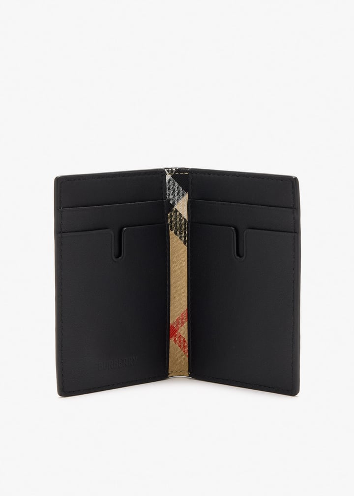 Burberry Embossed Check folding card case for Men - Black in KSA