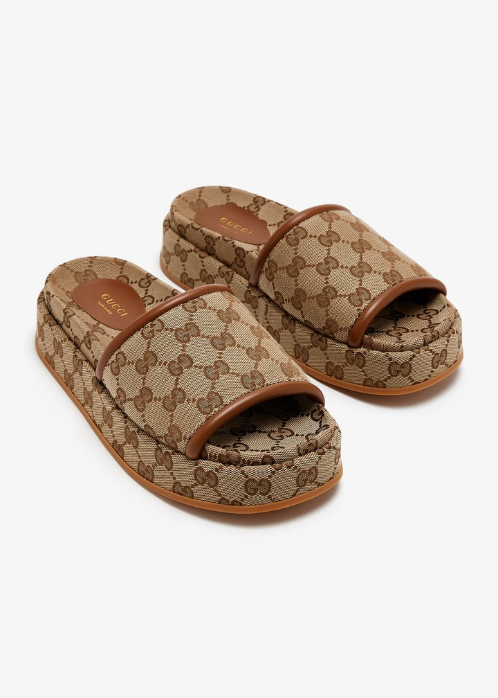 専用GUCCI platform sandal GG patterns Women's GG platform sandal in light pink Original GG canvas