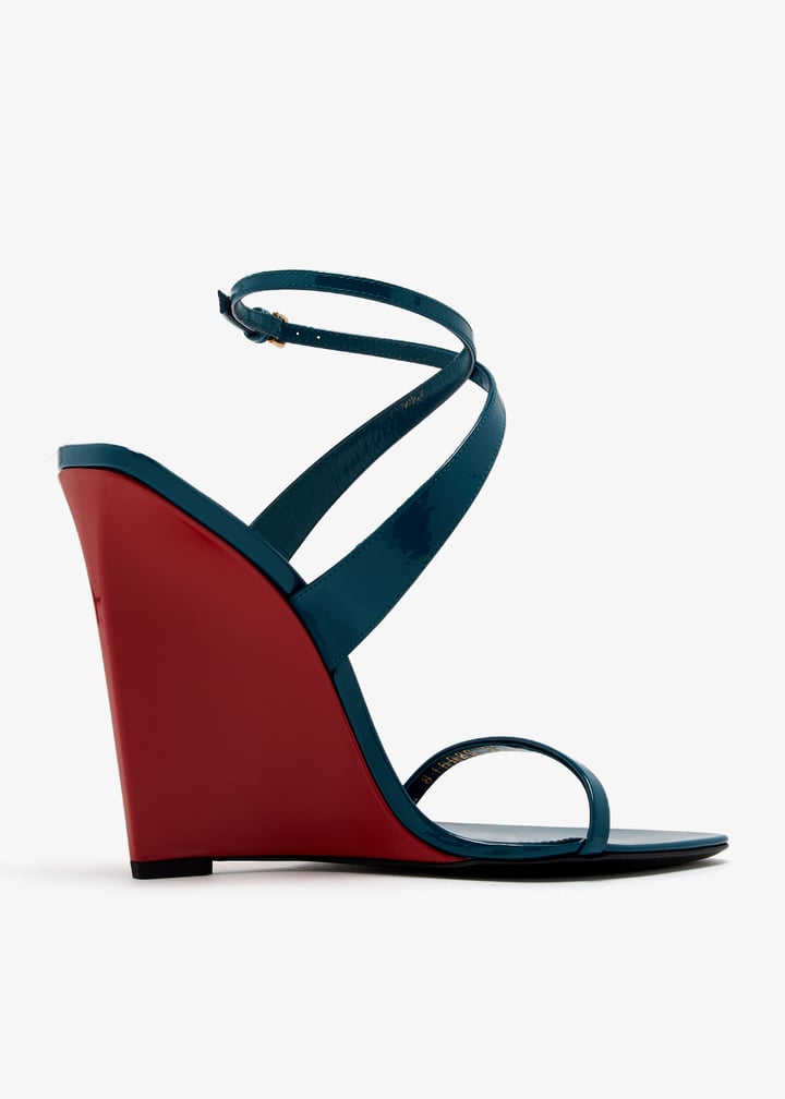 【送料&関税込】Saint Laurent SalomAC Wedge Sandals Saint Laurent Salome Satin Strappy Wedge Sandals | Neiman Marcus