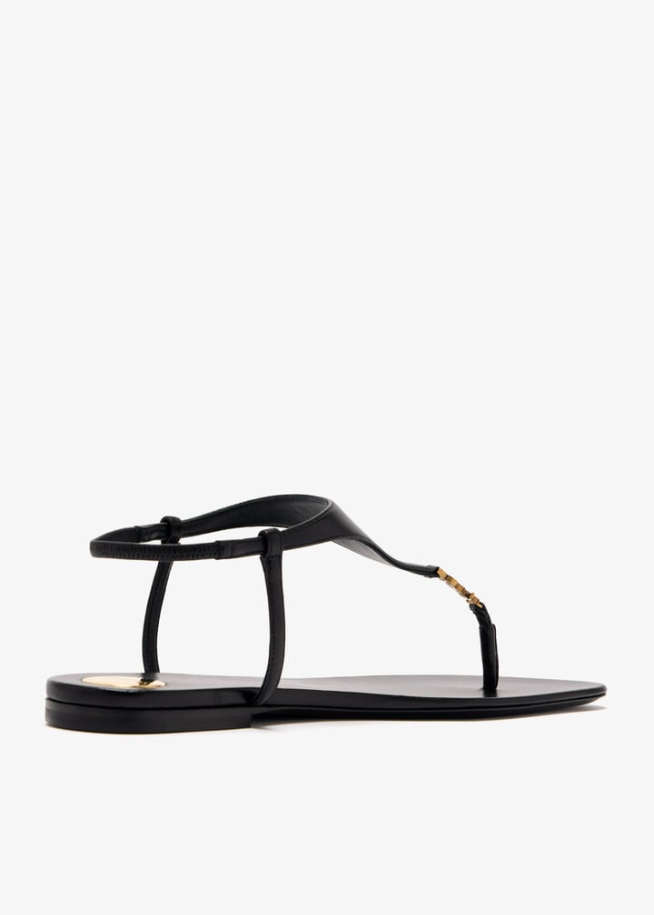 【SAINT LAURENT】CASSANDRA FLAT SANDALS Saint Laurent Cassandra Flat Sandals Leather Black | Sandals