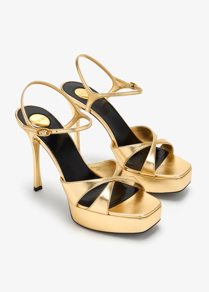 Saint Laurent Debbi platform sandals for Women - Gold in UAE