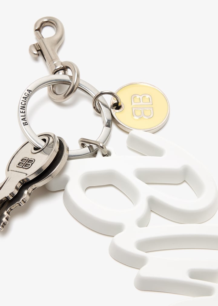 【BALLENCIAHA】BB Keyring Balenciaga BB Keyring in SIlver | FWRD