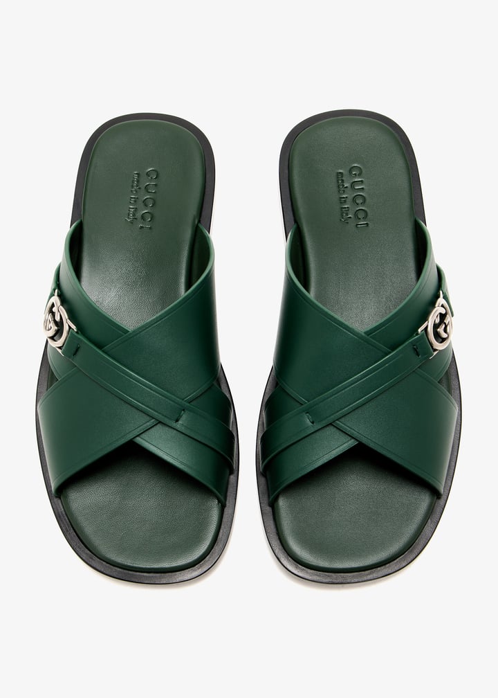 Gucci Shoes Gucci Slides With Fur Mens GUCCI Mens Web Criss Cross