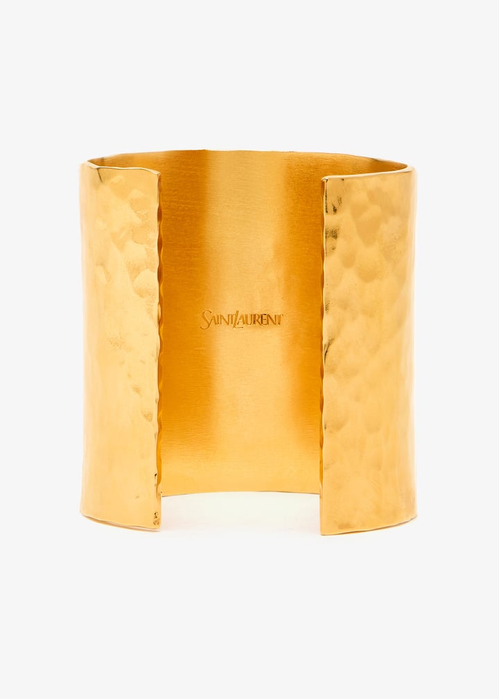 【関税＆送料込み】Saint Laurent Cassandre Cuff In Hammered SAINT LAURENT Cassandre hammered gold-tone cuff | NET-A-PORTER