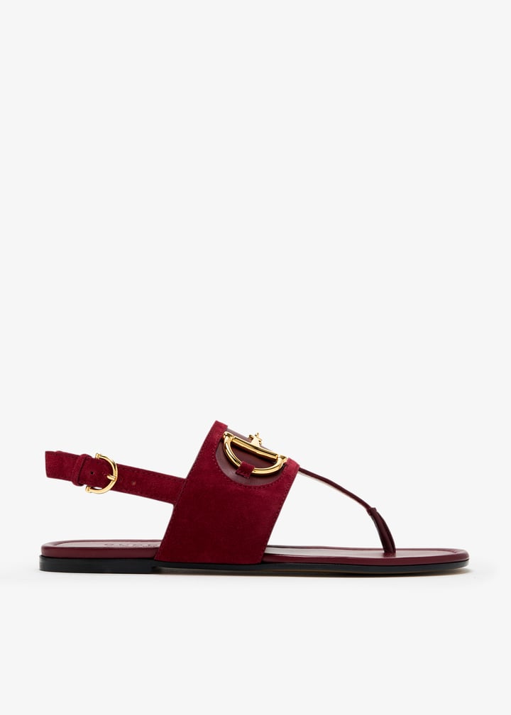Gucci Horsebit thong flat sandals for Women - Burgundy in