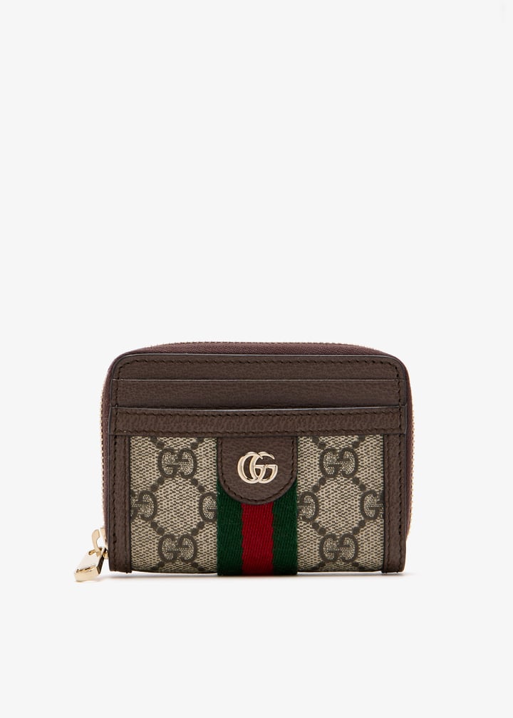 Gucci★素敵！Ophidia GG Leather Trimmed Zip Around Card Case Ophidia card case wallet in beige and blue Supreme | GUCCI® US