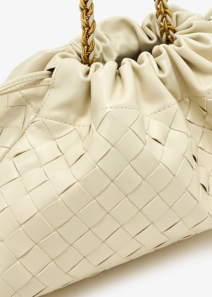 【関税&送料込】Bottega Veneta Dustbag Notte Shoulder Bag Dustbag Notte leather shoulder bag in white - Bottega Veneta